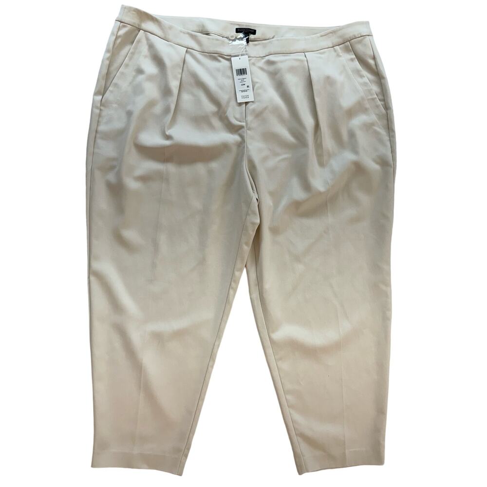Eileen Fisher High Rise Ankle Pants Pleated Front in Bone | Size 22W NWT